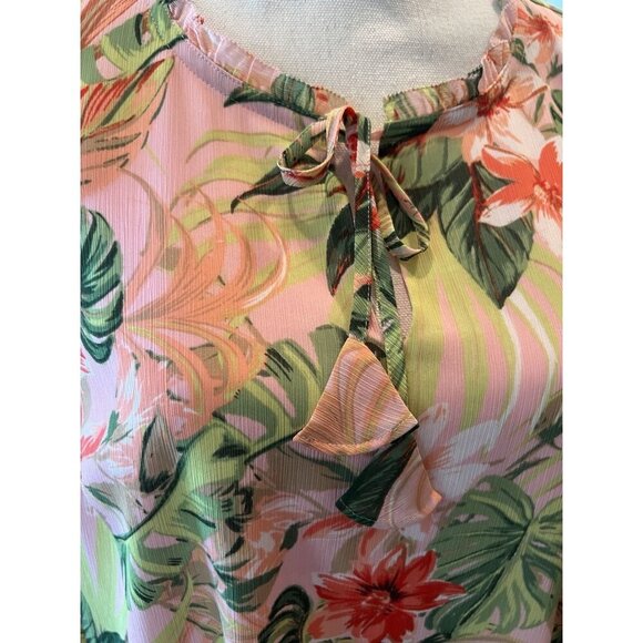 J. Jill Floral Tunic Top Women’s Size M Colorful Feminine Summer Resortwear - Picture 14 of 16